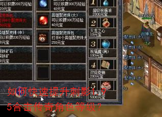 如何快速提升刺影1.95合击传奇角色等级? 如何快速提升刺影1.95合击传奇角色等级?